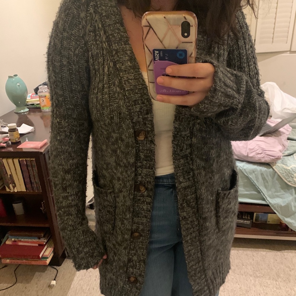 Charcoal Cozy Long Knit Cardigan